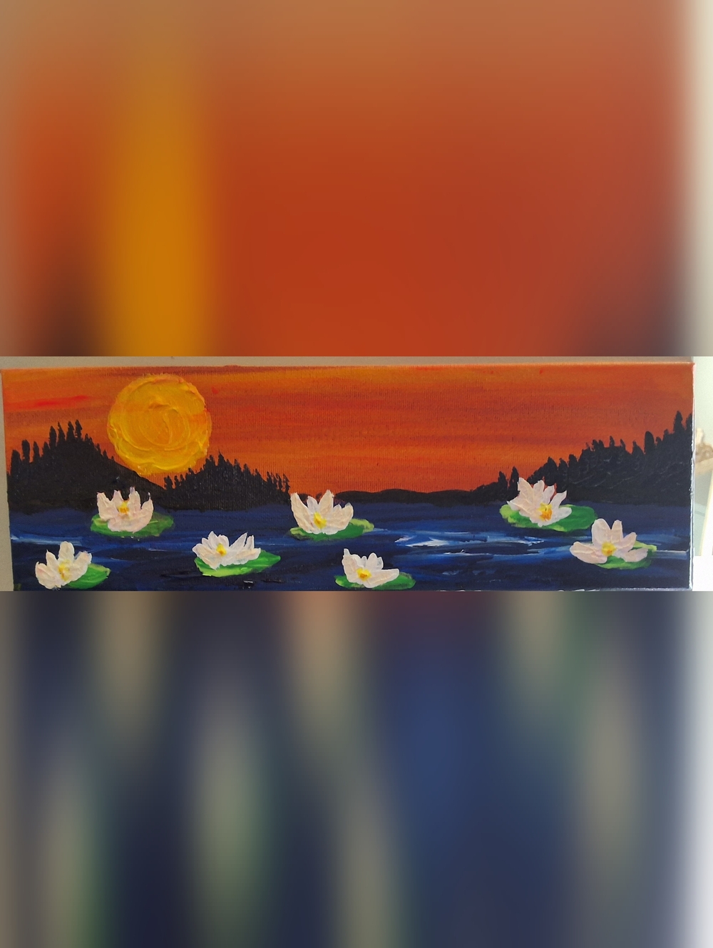 "Sunset Waterlillies" Original Artwork Created By Brea Marie 4in X 12in - Picture 8 of 8